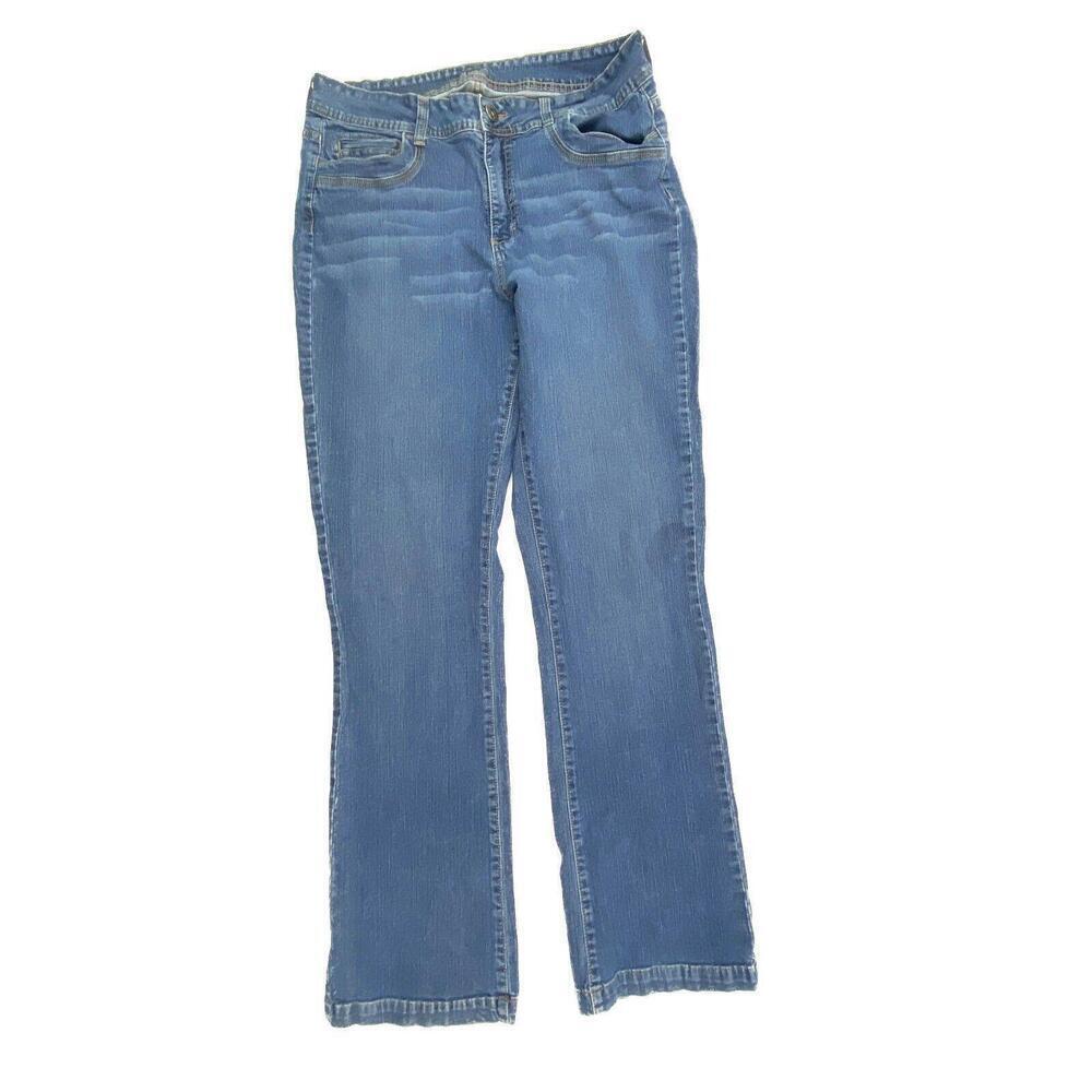 Lee Straight Back Flap Pockets Women's size 16 Long Medium Wash Bleu Denim Jeans